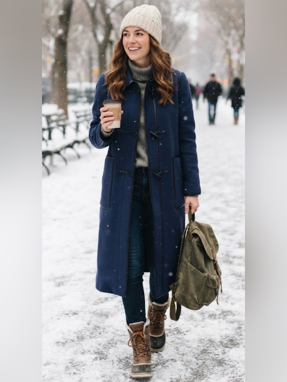 J. Crew Italian Wool/Cashmere Blend Navy Toggle Coat w/ Black Piping 6